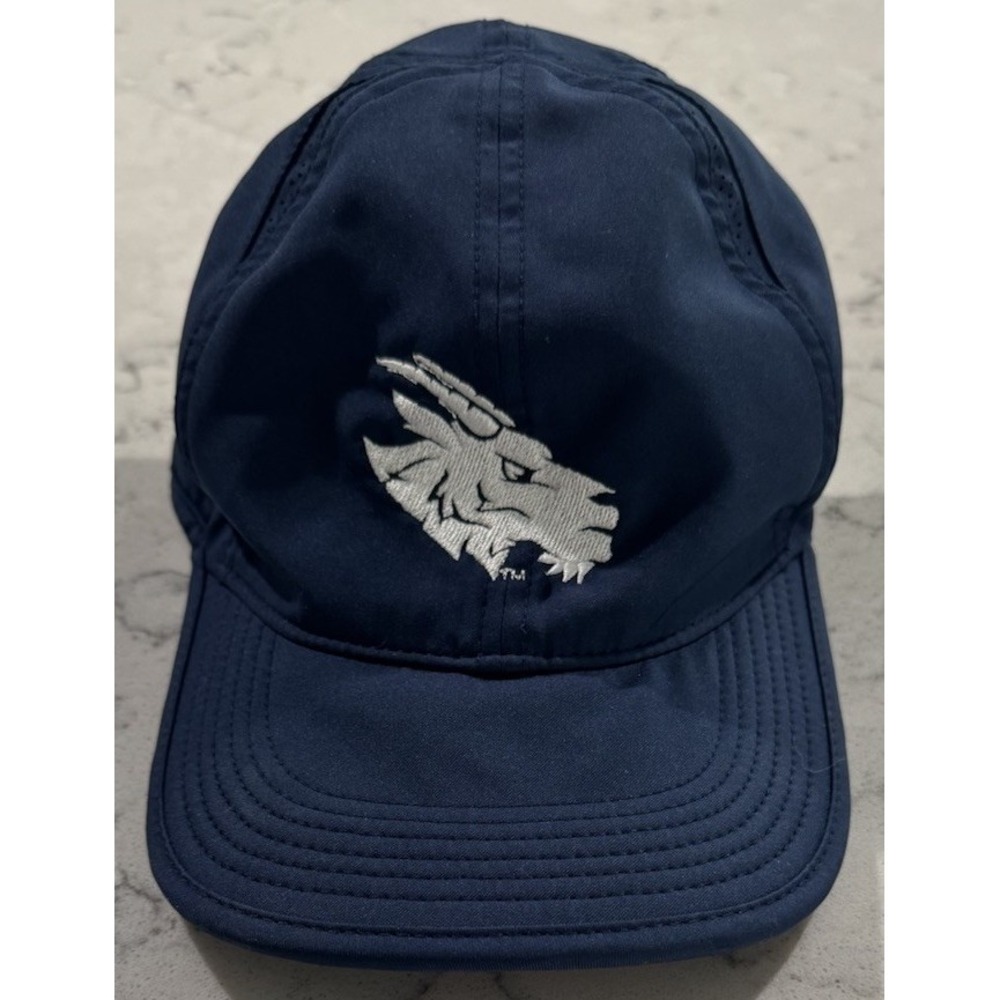 Nike Featherlight Golf Cap Hat Navy Blue Dri-FIT Embroidered Wolf Head Strapback